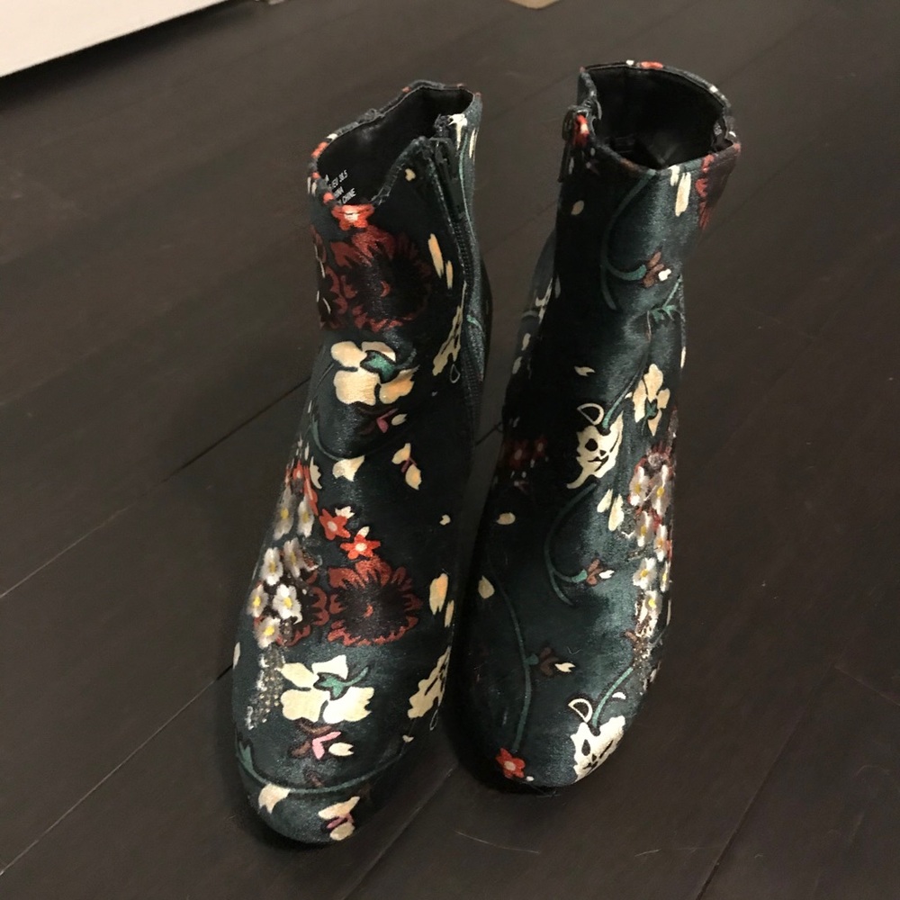 Velour Floral Booties
